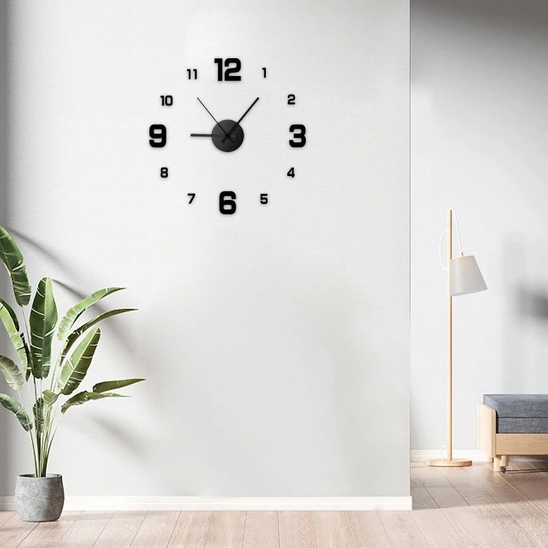 Frameless DIY Acrylic Wall Clock | Silent Analog Clock for Living Room, Bedroom & Office