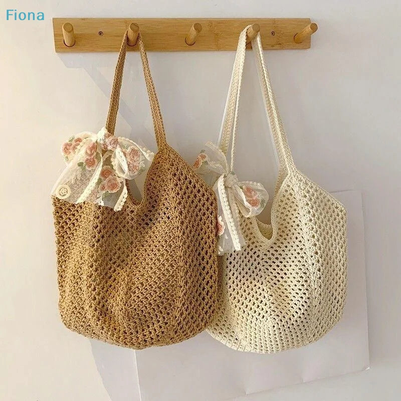 Large Capacity Woven Straw Wicker Tote Bag for Women – Handmade Summer Beach Shoulder & Messenger Bag