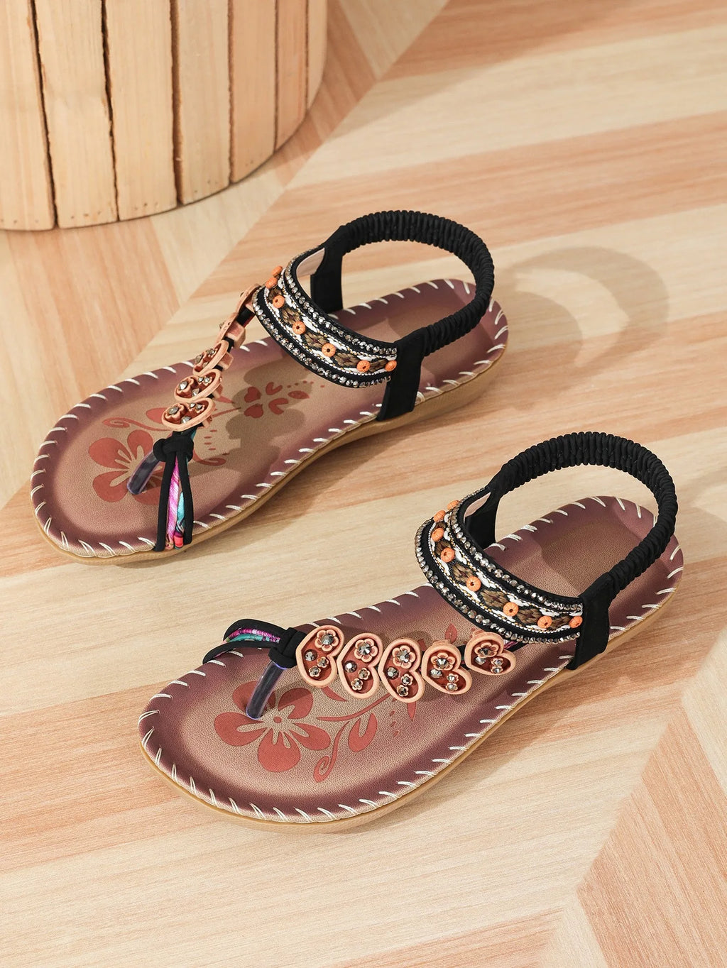 FBA Women's Bohemian Platform Flat Sandals | Plus Size Beach Shoes