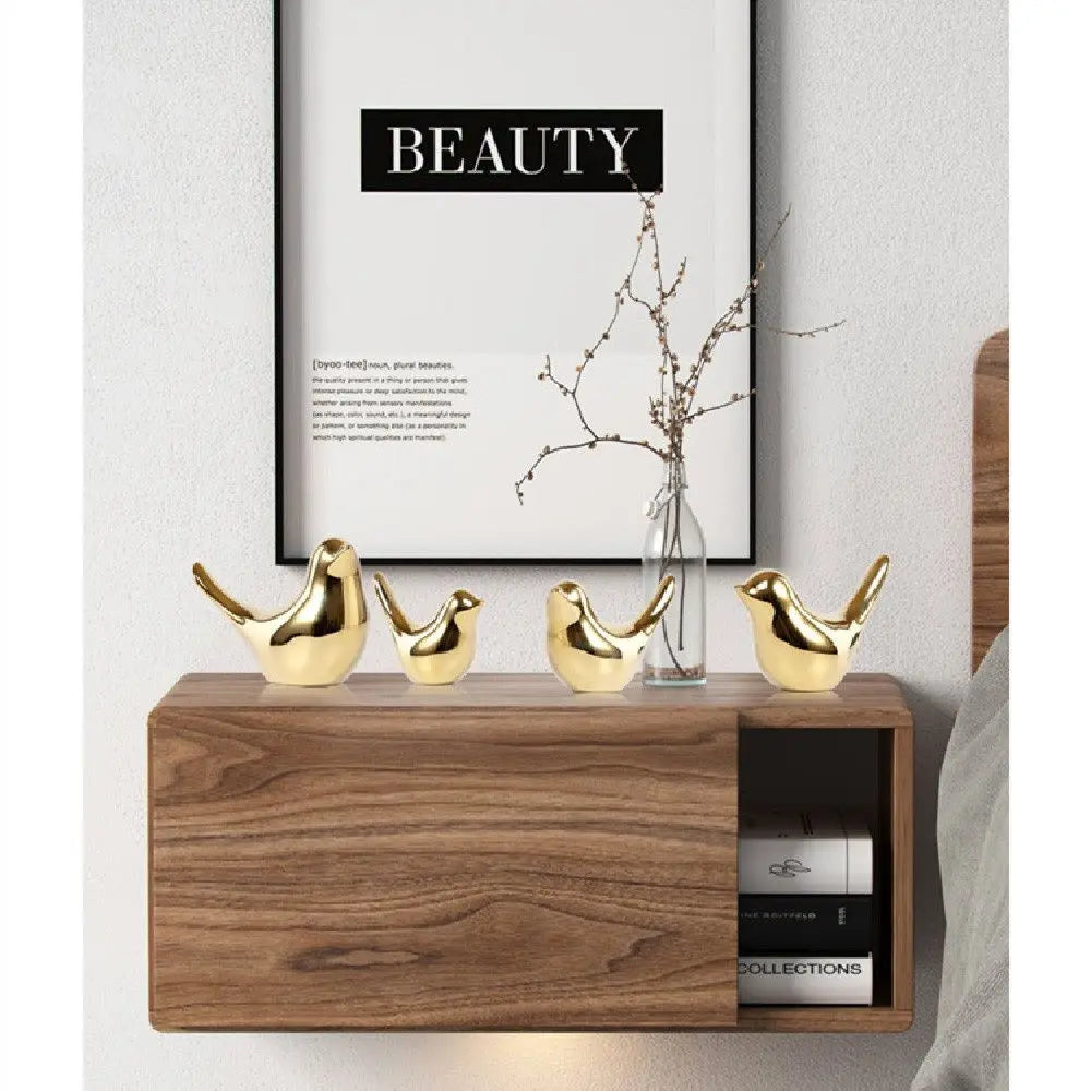 Nordic Gold Ceramic Bird Ornament | Modern Home Decor Figurine