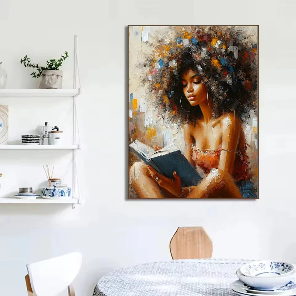 Graffiti Abstract African Girl Canvas Print | Black Woman Wall Art Poster