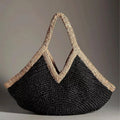 Bohemian Handmade Woven Straw Beach Bag – Vintage Crochet Rattan Tote Shoulder Purse