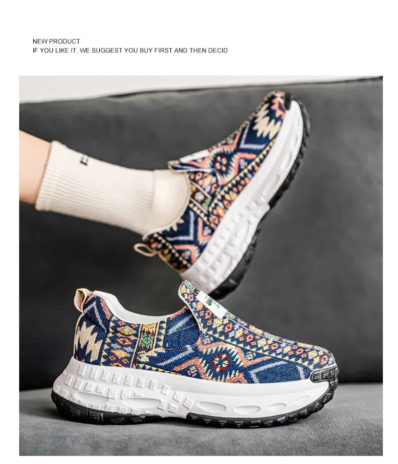 FBA Bohemia Print Canvas Sneakers | Breathable Anti-Slip Casual Shoes