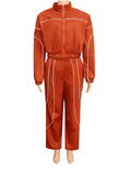 Women's 2-Piece Striped Sport Jogger Set – Stand Collar Zip Jacket & Ankle-Length Pants | FBA Vibes