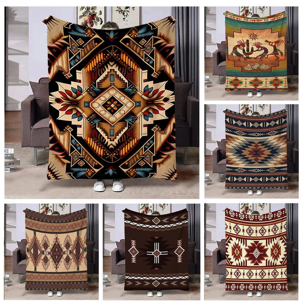 Ethnic Pattern Flannel Throw Blanket – 7 Prints | FBA Vibes