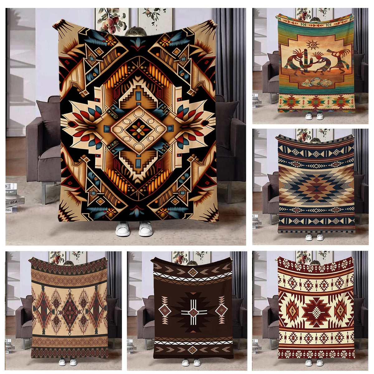 Ethnic Pattern Flannel Throw Blanket – 7 Prints | FBA Vibes