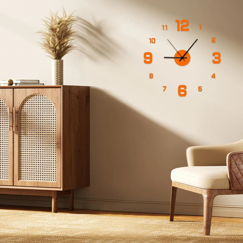 Frameless DIY Acrylic Wall Clock | Silent Analog Clock for Living Room, Bedroom & Office
