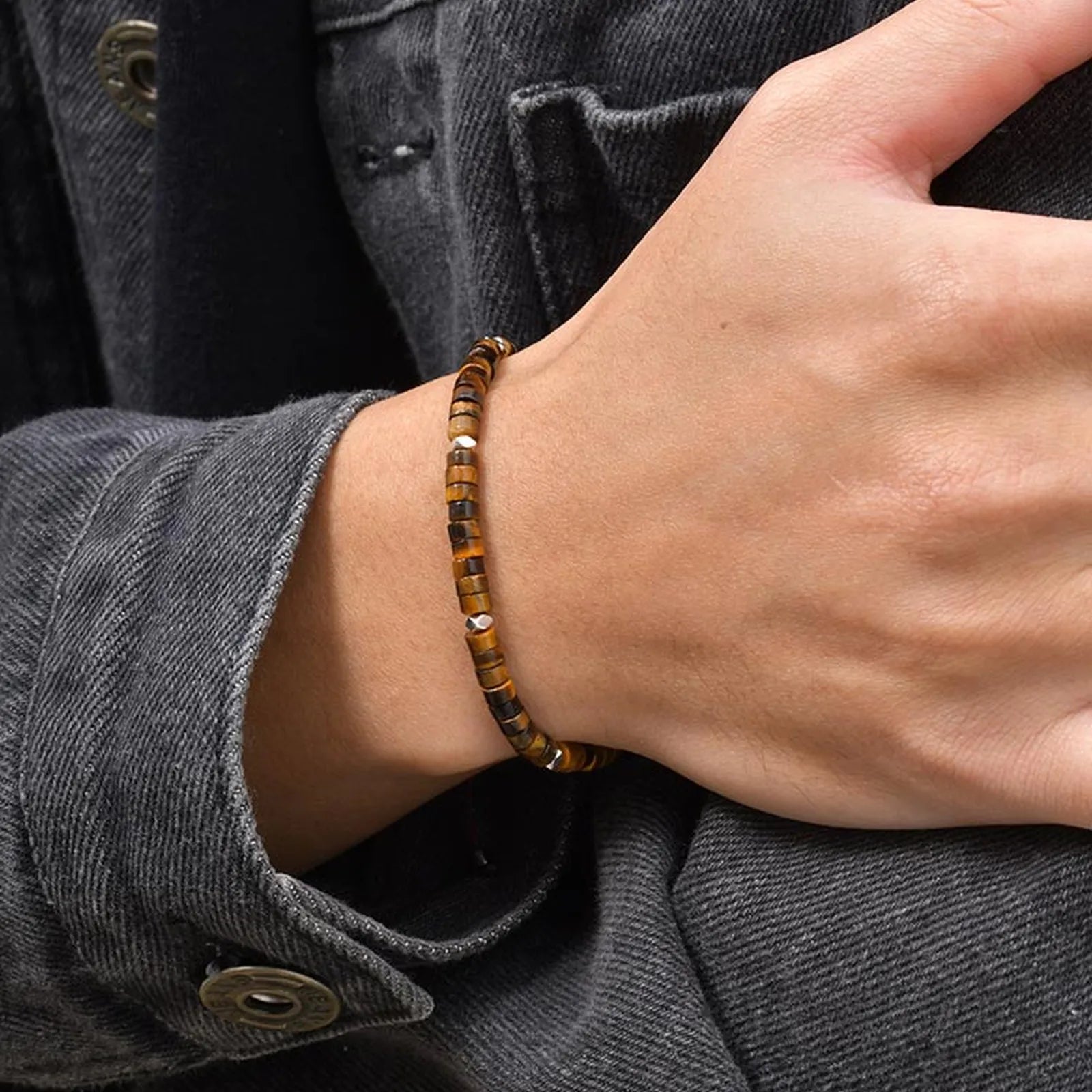 FBA Natural Blue Beaded Boho Bracelet for Men | Handmade Jewelry