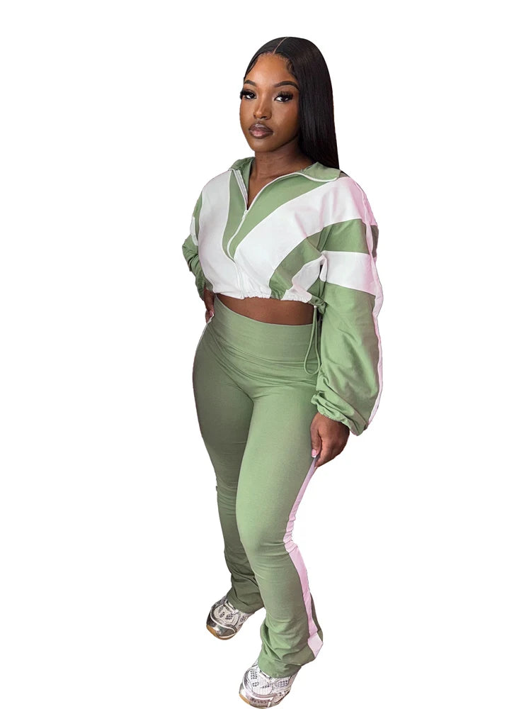 Women's 2-Piece Spring Jogger Tracksuit Set – Zip Jacket & Ankle-Length Pants | FBA Vibes