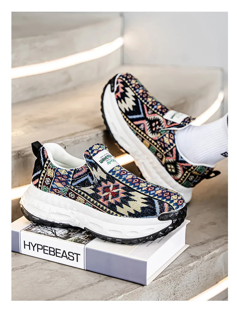 FBA Bohemia Print Canvas Sneakers | Breathable Anti-Slip Casual Shoes