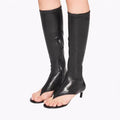 Women's Open Toe Knee-High Boot — Kitten Heel, Multi-Finish