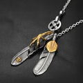 FBA Hip Hop Feather Pendant Necklace Set | Punk Chain Jewelry