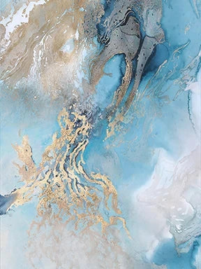 Blue & Gold Abstract River Canvas Print | 1 or 3-Piece Wall Art | FBA Vibes