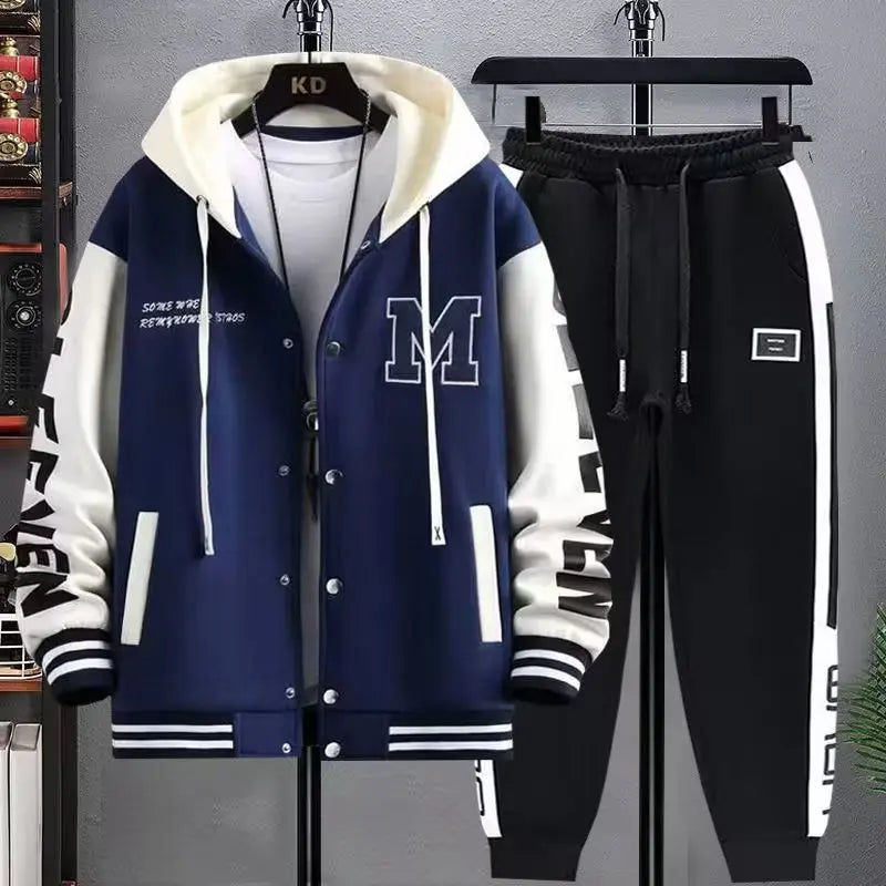 Men's 2-Piece Hooded Tracksuit Set – Hoodie & Jogger Pants | Letter Print | Plus Size M–8XL | FBA Vibes