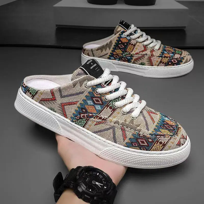 FBA Men's Ethnic Style Platform Board Shoes | Breathable Flat Sneakers