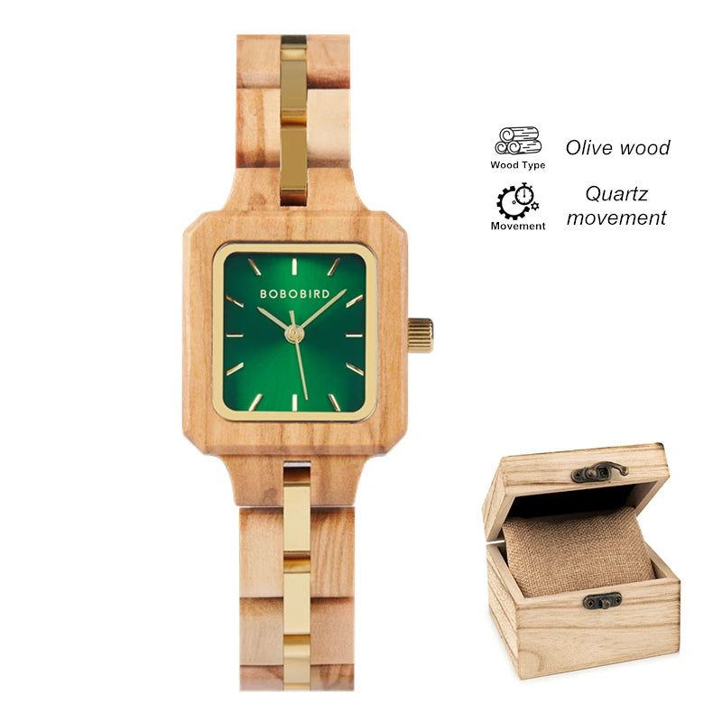 FBA Women's BOBO BIRD Wood Watch | Fashion Quartz Wooden Wristwatch