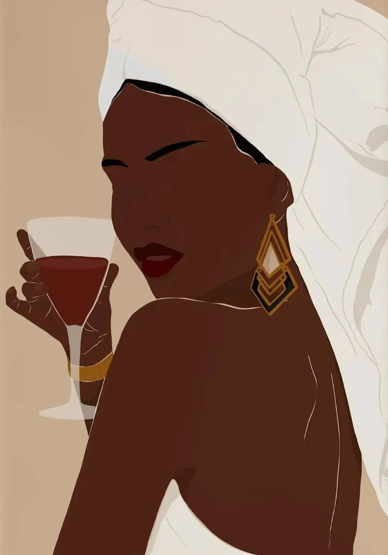 African Woman Jewelry Necklace Canvas Print | Modern Fashion Wall Art