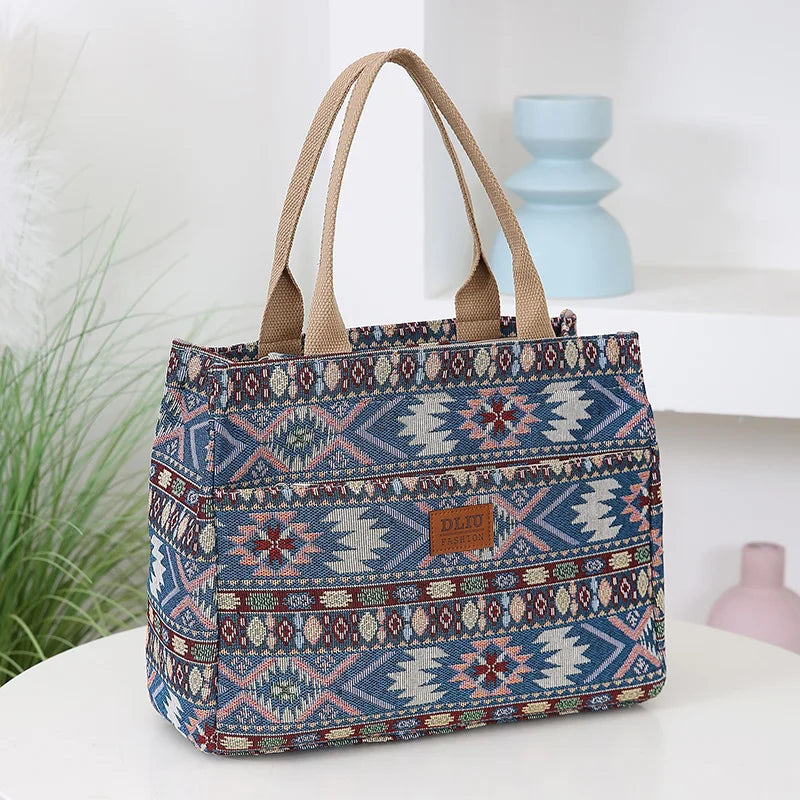 Knitted Jacquard Tote Bag for Women – Ethnic Pattern Shopping & Work Bag