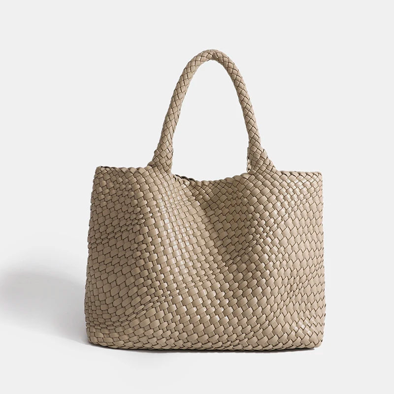 PU Woven Hobo Tote Bag with Coin Purse for Women – Soft Foldable Top-Handle Shoulder Bag