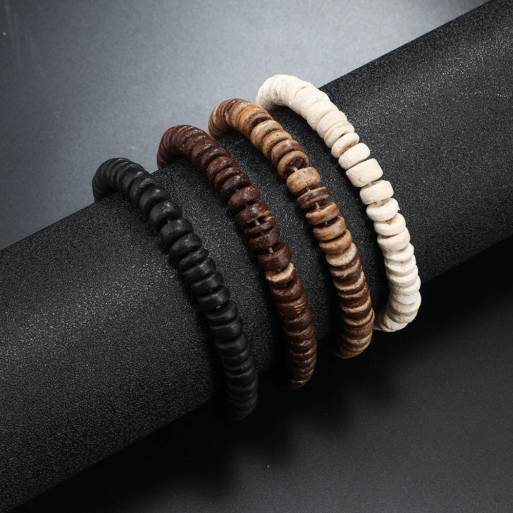 FBA Men's Multilayer Wooden Bead Bracelet | Coconut Shell Handmade Jewelry