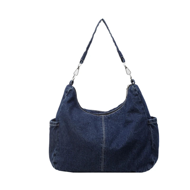 Casual Denim Retro Crossbody Shoulder Bag for Women – Large Capacity Portable Tote