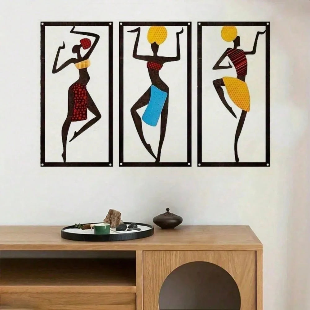 Bohemian Macrame Wall Hanging | African Dancer Fiber Art Sculpture for Living Room & Bedroom