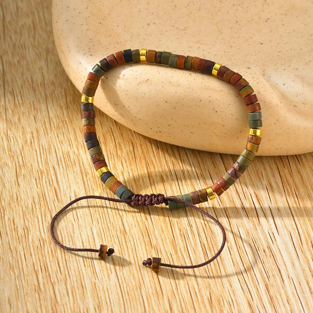 FBA Natural Blue Beaded Boho Bracelet for Men | Handmade Jewelry