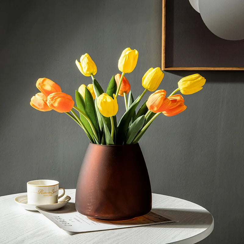 Nordic Frosted Glass Vase | Luxury Hydroponic Flower Vase for Home Decor