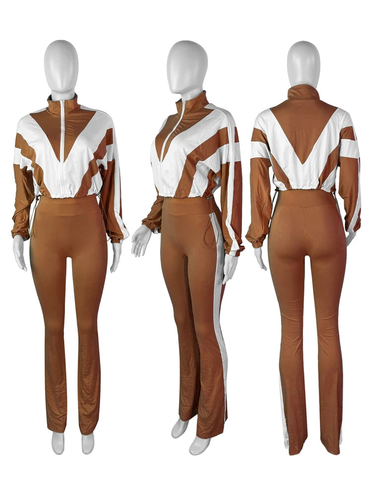 Women's 2-Piece Spring Jogger Tracksuit Set – Zip Jacket & Ankle-Length Pants | FBA Vibes
