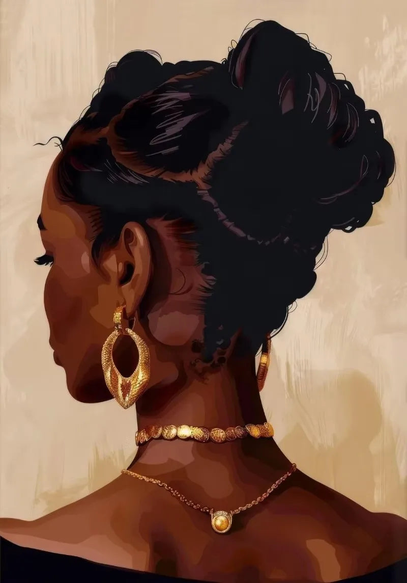 African Woman Jewelry Necklace Canvas Print | Modern Fashion Wall Art