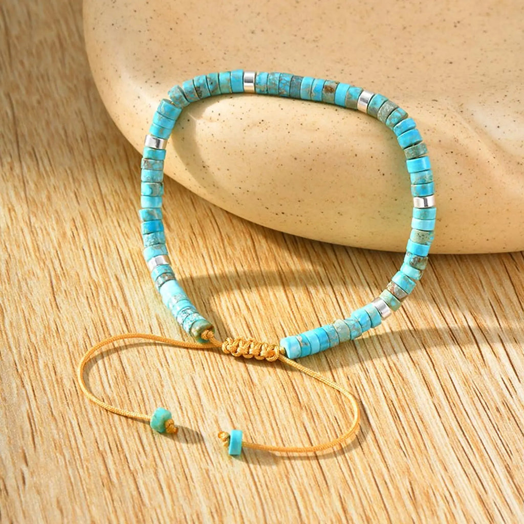 FBA Natural Blue Beaded Boho Bracelet for Men | Handmade Jewelry