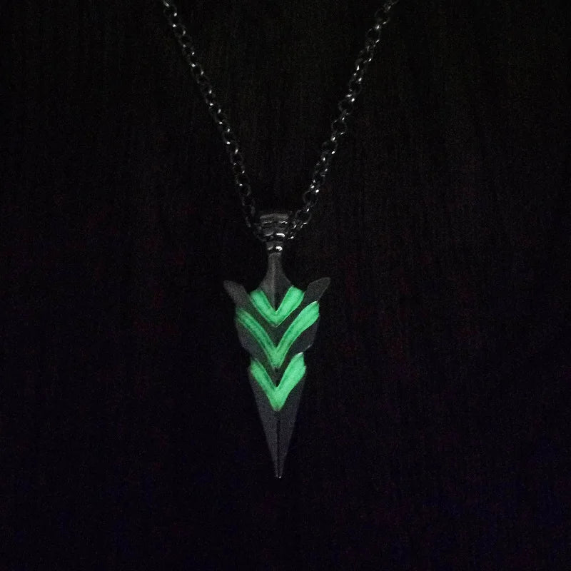 FBA Luminous Glowing Arrow Pendant Necklace | Hip Hop Knight Spear Jewelry