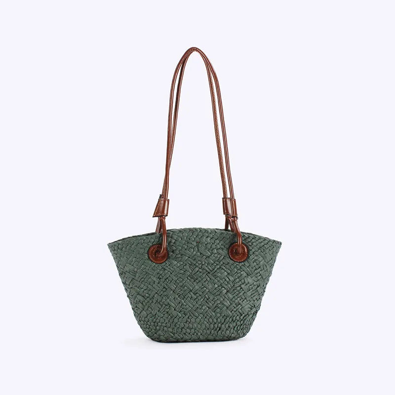 Designer Bohemian Chic Straw Woven Tote Bag – Large Capacity Beach Vacation Shoulder Handbag