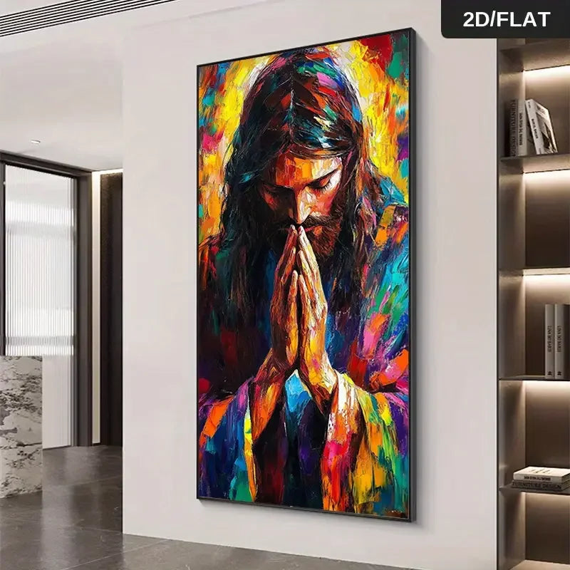Jesus Prayer Abstract Canvas Print | Religious Wall Art | FBA Vibes
