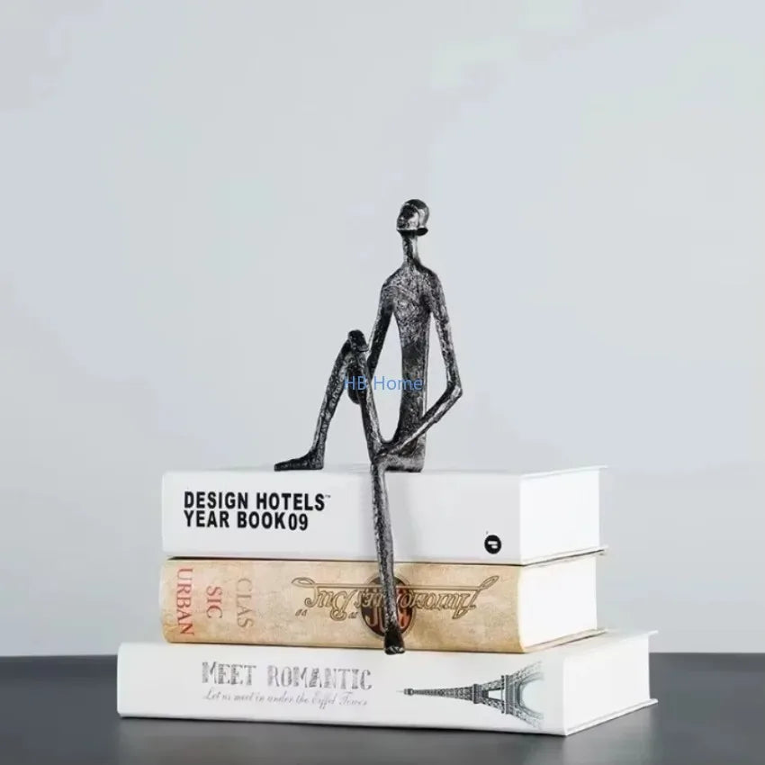 Abstract Metal Human Sculpture | Cast Iron Art Deco Desktop Ornament for Home Decor
