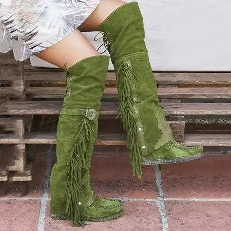 Women's Bohemian Tassel Over-the-Knee Suede Boot