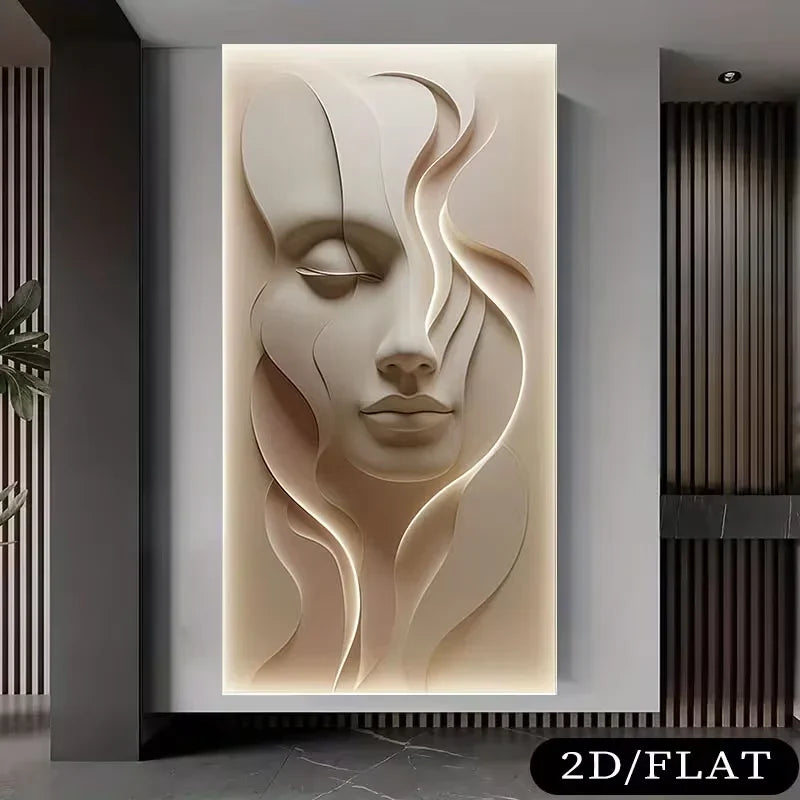Abstract Face Canvas Print | Soft Pink Modern Wall Art | FBA Vibes