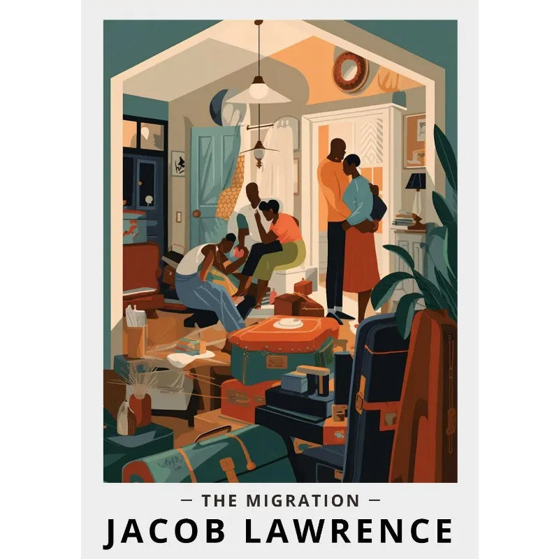 Jacob Lawrence Migration Canvas Print | African American Art Poster for Home Decor