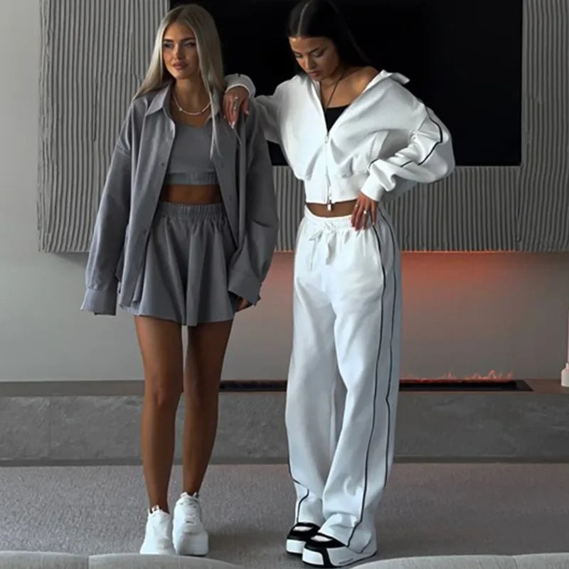 Women's Y2K 2-Piece Tracksuit Set – Zip Sports Jacket & Elastic Waist Jogger Pants | FBA Vibes