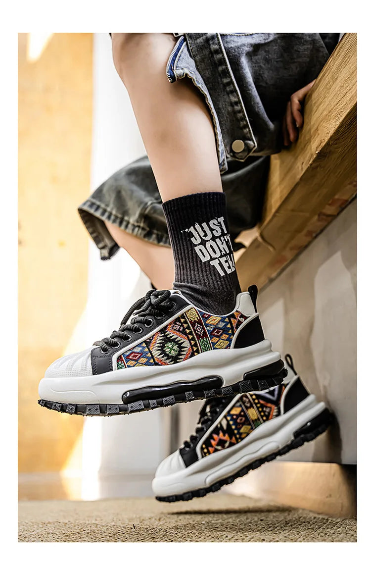 FBA Men's Low Top Thick Soled Platform Sneakers | Casual Sports Shoes