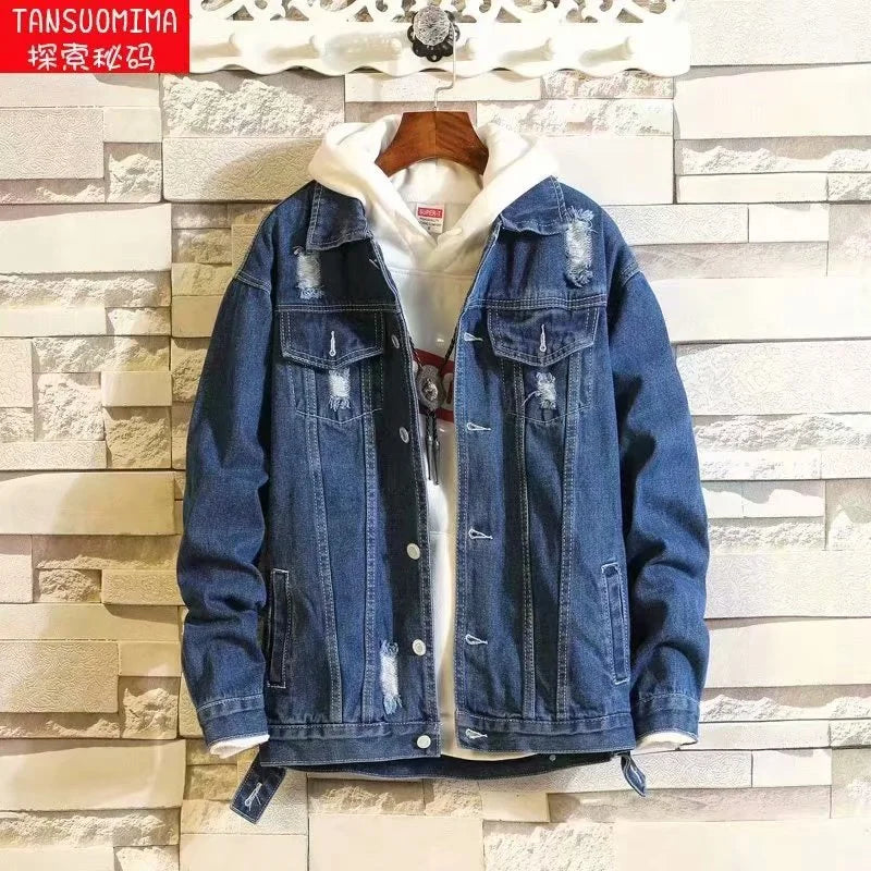 Men's Hooded Denim Jacket – Hip Hop Streetwear | Slim & Loose Fit | S–XXXL | FBA Vibes