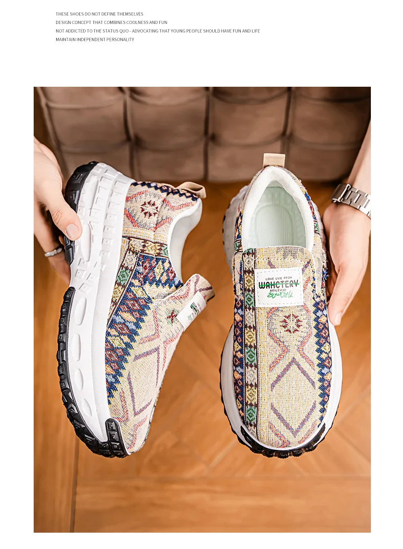 FBA Bohemia Print Canvas Sneakers | Breathable Anti-Slip Casual Shoes