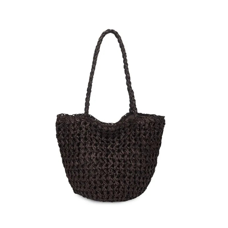 Women's Microfiber Woven Strap Tote Bag – Casual Summer Beach Shopping & Travel Shoulder Bag