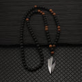 FBA 8mm Matte Black Wood Hematite Arrow Pendant Necklace | Unisex Boho Jewelry