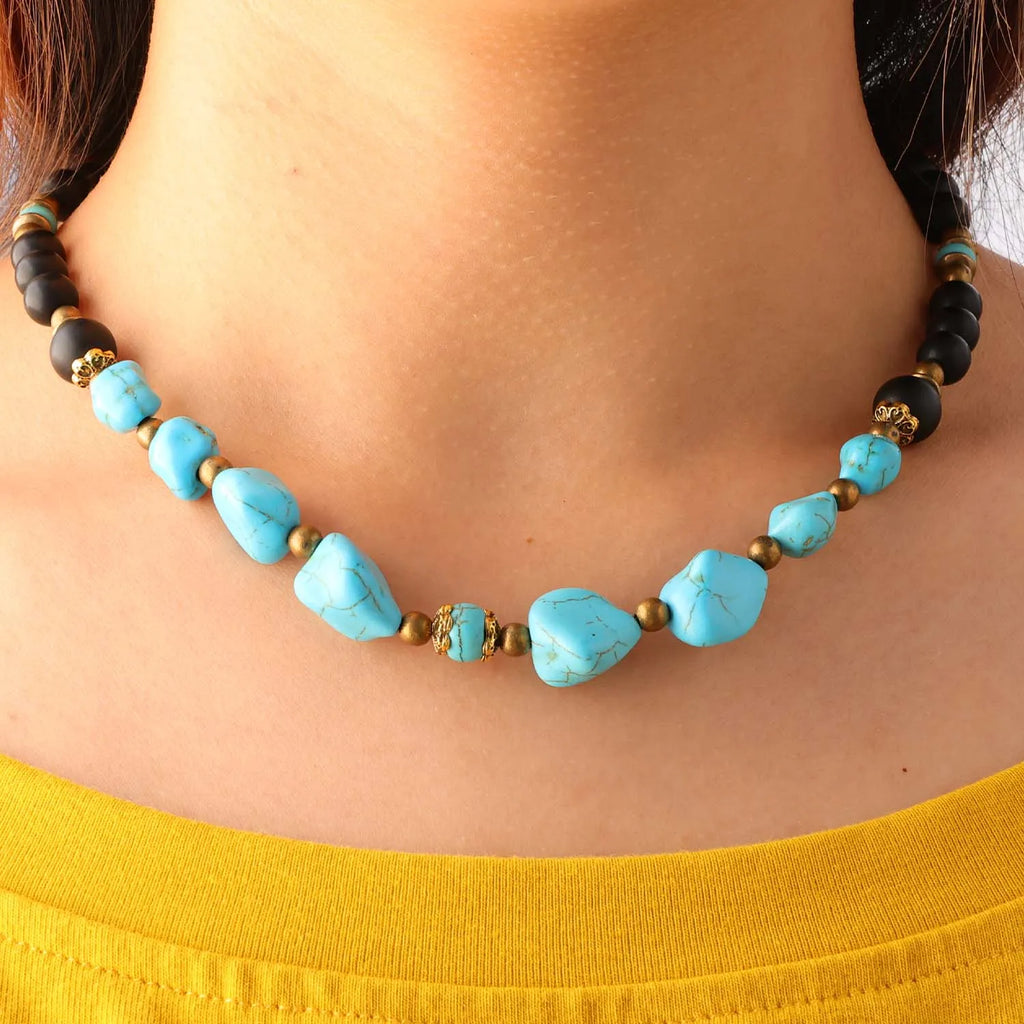 FBA Men's Turquoise Hip Hop Choker Necklace | Surf Punk Jewelry
