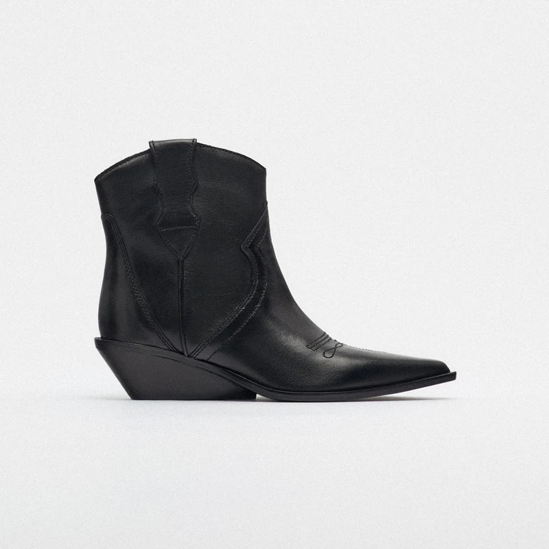 Women's Genuine Leather Pointed-Toe Chelsea Boot