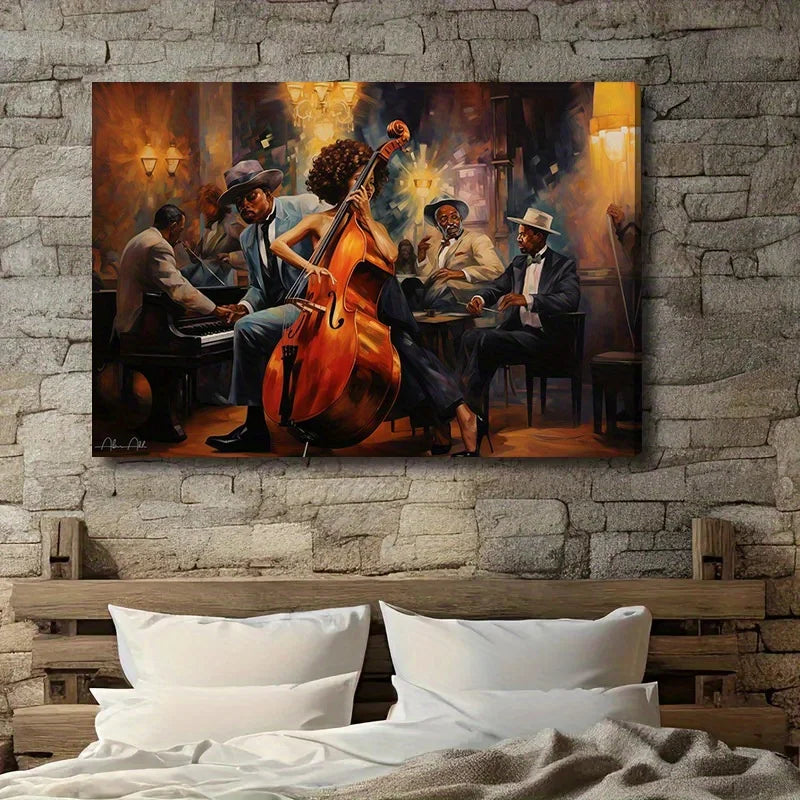 African American Jazz Band Canvas Print | Large Wall Art for Home Decor & Party Backgrounds