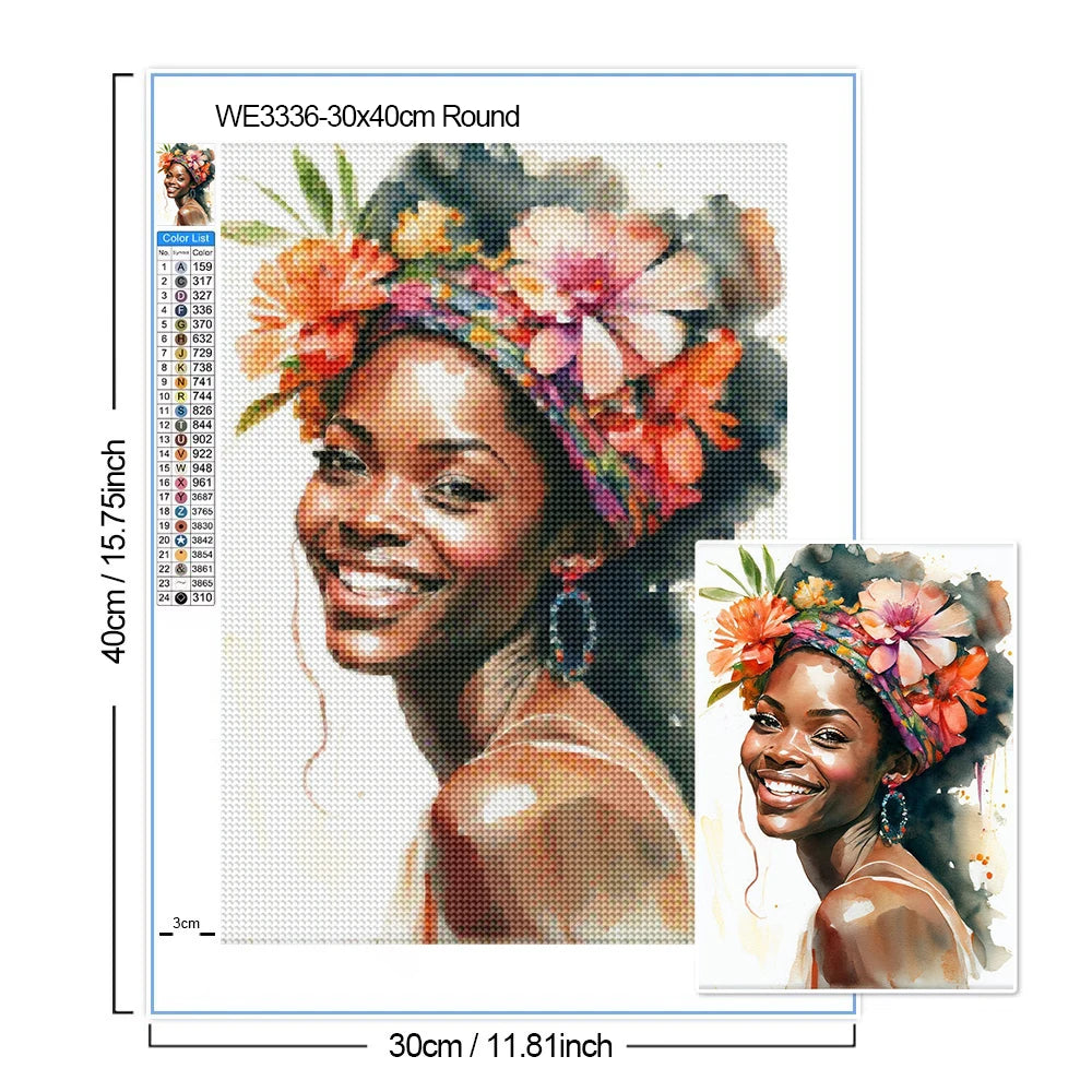 Abstract African Woman Diamond Painting Kit | Full Drill 5D DIY Mosaic Art