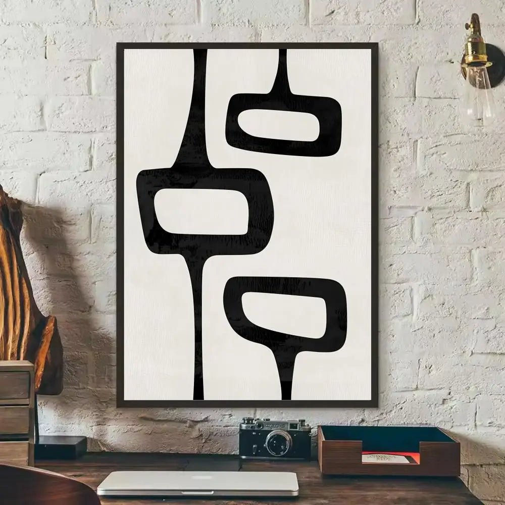 Black & White Modernism Canvas Print | Abstract Landscape Exhibition Poster Wall Art