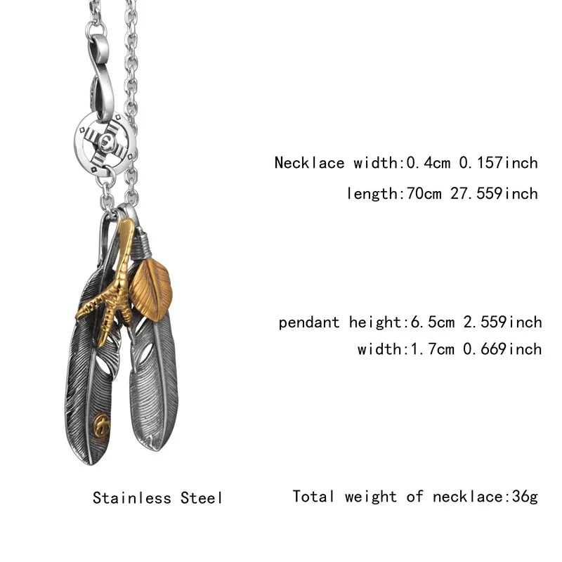 FBA Hip Hop Feather Pendant Necklace Set | Punk Chain Jewelry